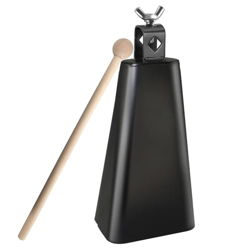 GOGHOST Steel Cowbell with Stick, Noise Makers Hand Metal Percussion Cow Bells for Drum Set (8") - Image 1