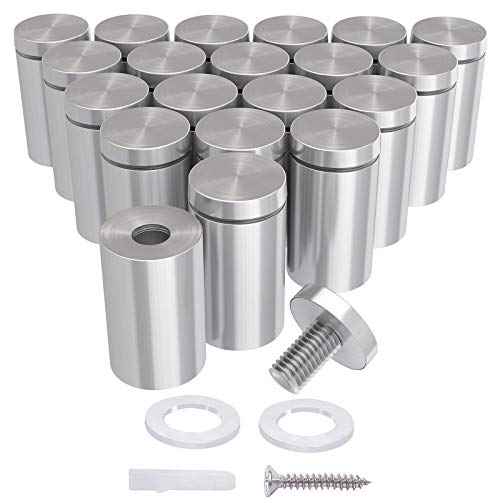 LuckIn 20-Pack Standoff Screws (1/2 in. Dia x 1 in. L), Stainless Steel Standoff Mounting Hardware for Acrylic Signs, Silver - Image 1