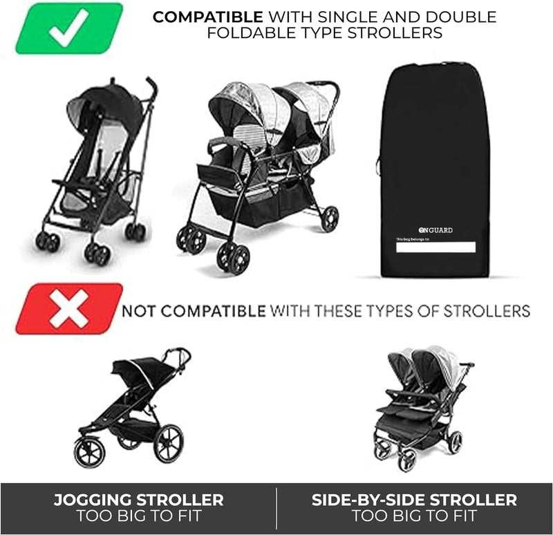 ONGUARD Waterproof Single and Double Stroller Bag for Airplane - Travel Stroller Cover for Air Travel and Storage - Gate Check Bag Backpack- Baby Airplane Essentials - Black - Image 4