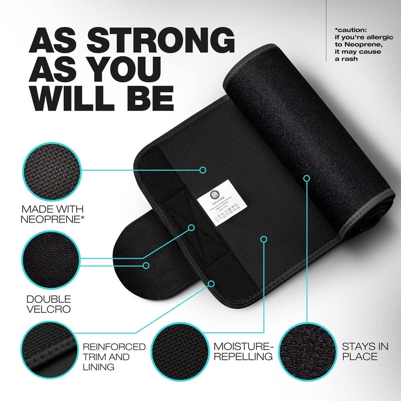 ActiveGear Waist Trimmer Belt for Stomach and Back Lumbar Support, Medium: 8" x 42" - Blue - Image 2