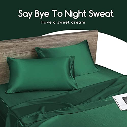 BHUMLO Satin Silk Pillow Covers for Hair | Satin Pillow Covers for Hair and Skin 2Pack | Silk Pillow Case (Green) - Image 4