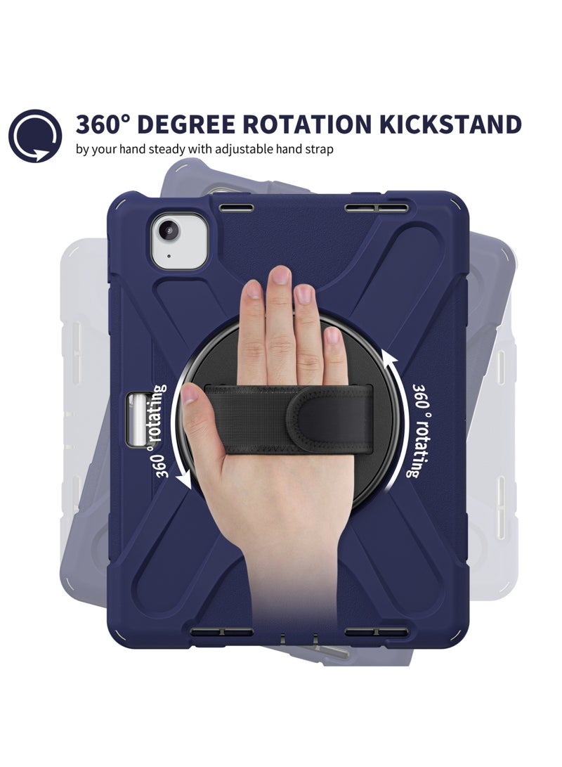روك بو جراب لجهاز iPad Air 11 بوصة (M3/M2) 2025/2024، iPad Air 5 10.9 بوصة (2022)/Air 4 10.9 بوصة (2020) وiPad Pro 11 بوصة (2022/2021/2020/2018) مصنوع من السيليكون عالي التحمل عالي الجودة مع حامل قلم رصاص وحامل دوار 360 درجة لجهاز Air 11 بوصة/Pro 11 بوصة (2022-2018)/Air 10.9 بوصة - Image 4