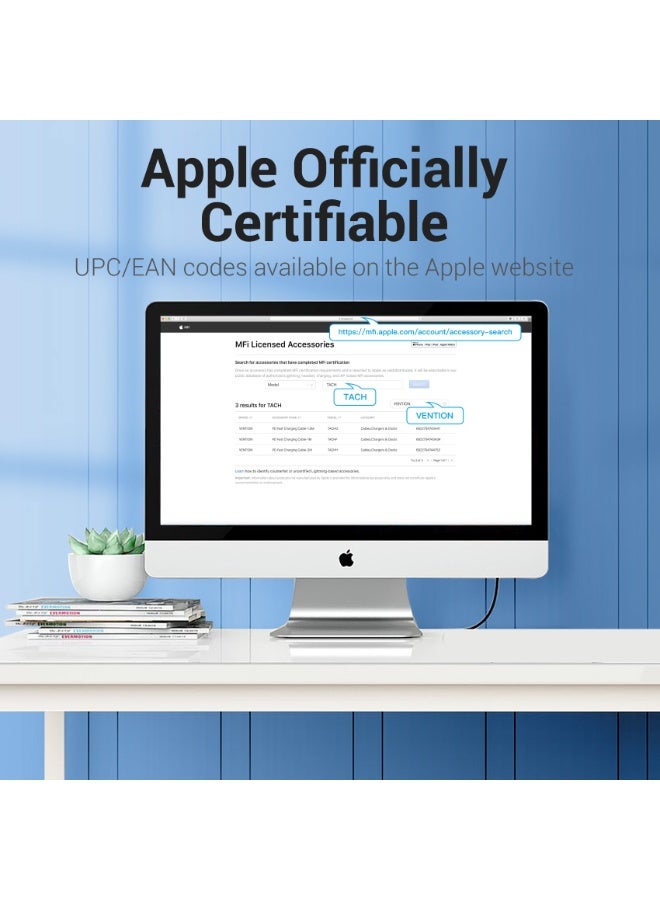 VENTION USB 2.0 C to Lightning Cable   Gray Aluminum Alloy Type Model # TACHH - Image 4