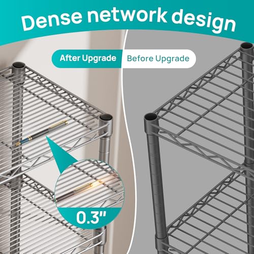 SINGAYE 6 Tier Shelf Wire Shelving Adjustable Storage Shelves Rack Standing Units for Kitchen Closet Laundry Bathroom Organizers Metal Pantry Narrow Mesh Gaps 10" D x 16" W x 60" H Gray - Image 3