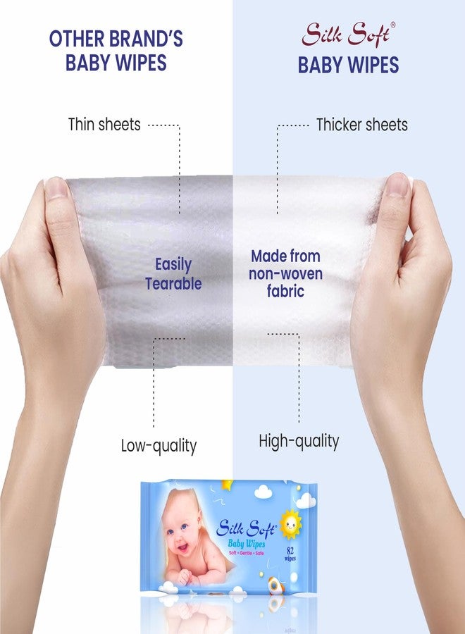 Silk Soft Baby Wet Wipes - 164 Wipes (82 x 2 Packs) | Fragrance-Free, Alcohol-Free & Hypoallergenic | Extra Thick, Moisturizing & Gentle on Sensitive Baby Skin - Image 5