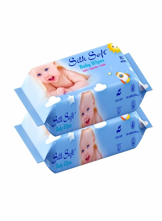 Silk Soft Baby Wet Wipes - 164 Wipes (82 x 2 Packs) | Fragrance-Free, Alcohol-Free & Hypoallergenic | Extra Thick, Moisturizing & Gentle on Sensitive Baby Skin - Image 1
