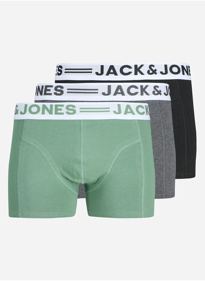 جاك اند جونز Set of 3 - Printed Waistband Trunks