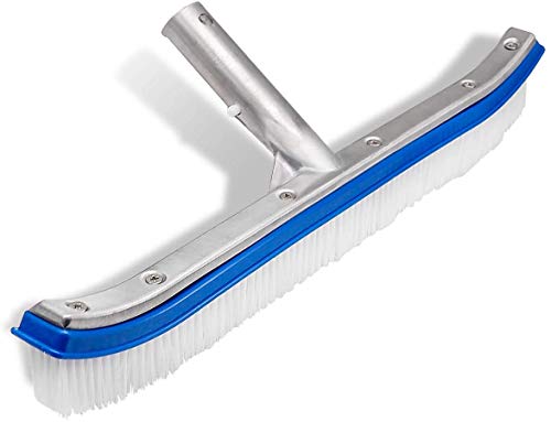 Lalapool Swimming Pool Wall & Tile Brush,18" Heavy Duty Vinyl Polished Aluminum Back Cleaning Brush Head Designed for Cleans Walls, Tiles & Floors, Nylon Bristles Brush Head with EZ Clips (Pole not Included) - Image 1