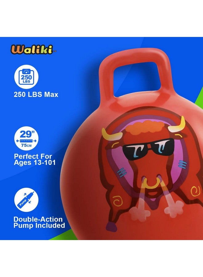 WALIKI Toys Hopper Ball For Kids (Hippity Hop Ball, Hopping Ball, Bouncy Ball With Handles, Sit & Bounce, Kangaroo Bouncer, Jumping Ball, Red, Pump Included) (Ages: 16-101 (29"/75Cm)) - Image 2