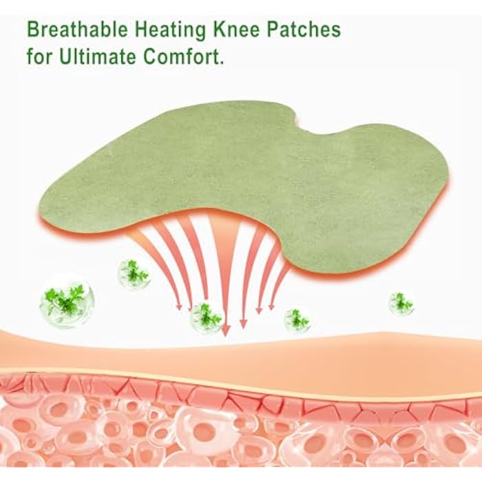Herbal Knee Patches, 48PCS Natural Wormwood Ginger Heat Patches and Knee Sleeves for Knee, Back, Neck, Shoulder - Image 4