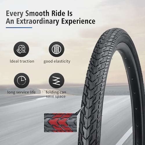 HUIOK 26X1.75 Bicycle Tire Replacement Kits 2 Pack, HUIOK 26 Inch Bike Tires Folding Bike Tires Replacement with 2 Tubes and 2 Levers Suitable for Bicycle Tires 26x1.75 26x1.95 26x2.0 - Image 5