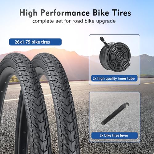 HUIOK 26X1.75 Bicycle Tire Replacement Kits 2 Pack, HUIOK 26 Inch Bike Tires Folding Bike Tires Replacement with 2 Tubes and 2 Levers Suitable for Bicycle Tires 26x1.75 26x1.95 26x2.0 - Image 4