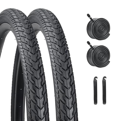 HUIOK 26X1.75 Bicycle Tire Replacement Kits 2 Pack, HUIOK 26 Inch Bike Tires Folding Bike Tires Replacement with 2 Tubes and 2 Levers Suitable for Bicycle Tires 26x1.75 26x1.95 26x2.0 - Image 1