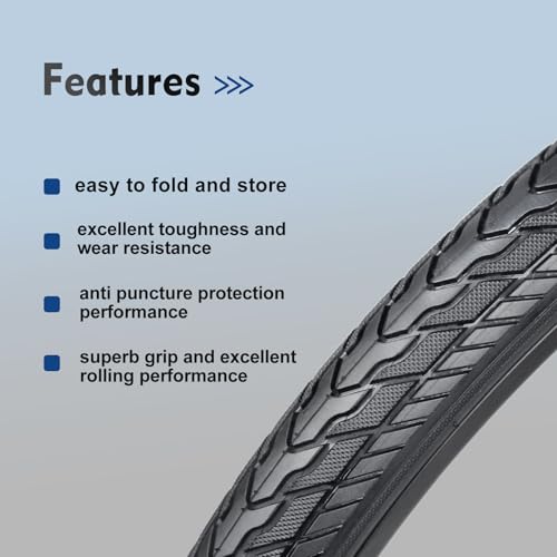 HUIOK 26X1.75 Bicycle Tire Replacement Kits 2 Pack, HUIOK 26 Inch Bike Tires Folding Bike Tires Replacement with 2 Tubes and 2 Levers Suitable for Bicycle Tires 26x1.75 26x1.95 26x2.0 - Image 2
