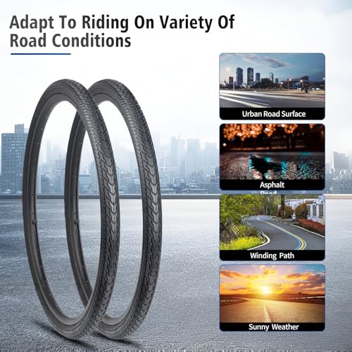 HUIOK 26X1.75 Bicycle Tire Replacement Kits 2 Pack, HUIOK 26 Inch Bike Tires Folding Bike Tires Replacement with 2 Tubes and 2 Levers Suitable for Bicycle Tires 26x1.75 26x1.95 26x2.0 - Image 3