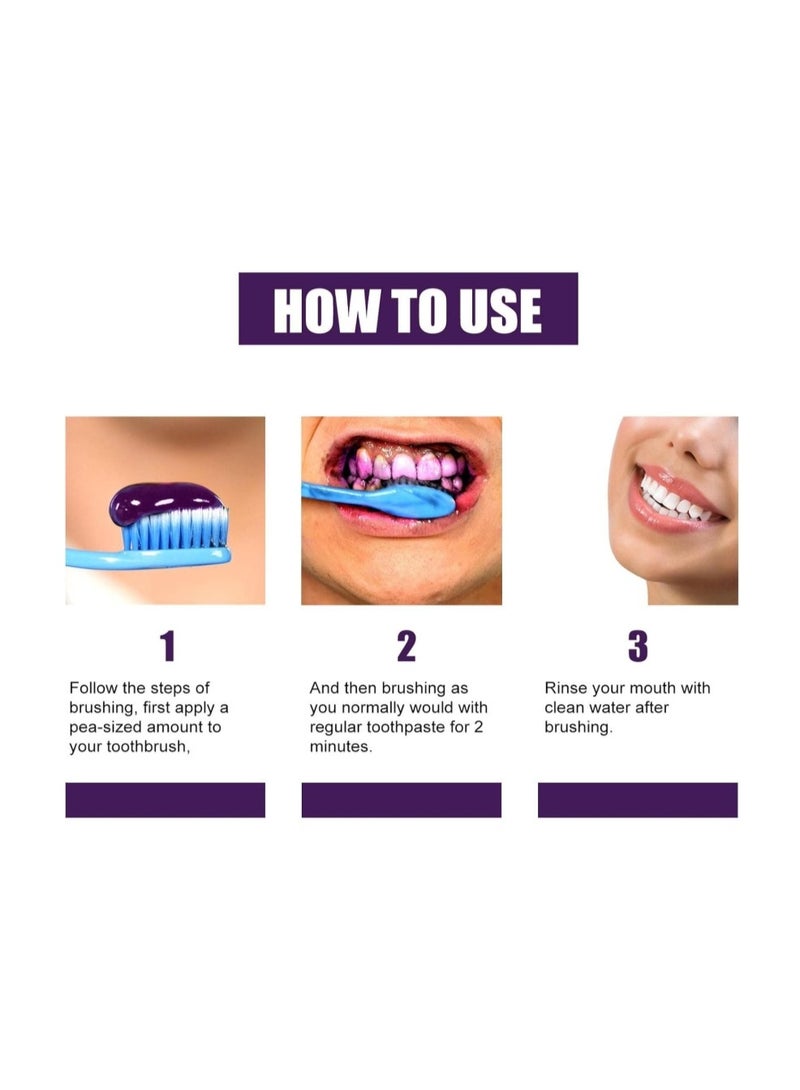 EELHOE 50ml Purple Color Corrector Toothpaste – Instant Teeth Whitening, Neutralizes Yellow Stains, Advanced Daily Teeth Cleaning Formula - Image 5