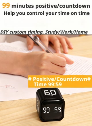 HOOPZOZA Pomodoro Timer 5/10/30/60 Minutes Custom Countdown Productivity Timer Flip Gravity Sensor Cube Timer Portable Desk Timer for ADHD Work Study Kitchen - view 5