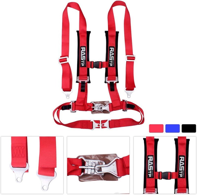 RASTP 4 Point Safety Harness Set with Ultra Comfort Heavy Duty Shoulder Pads,(Pack of 1) (Red) - Image 1