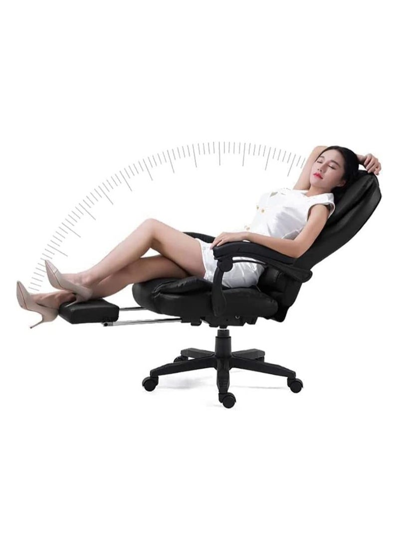 Relax Smart Ergonomic Massage Chair for Office with 7 Massage Points PU Leather with Wheels Nylon Base Black - Image 2