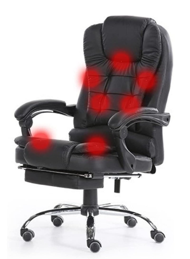 Relax Smart Ergonomic Massage Chair for Office with 7 Massage Points PU Leather with Wheels Nylon Base Black - Image 1