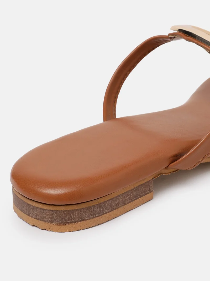 ZORIWORLD  AURA Tan Open Toe Daily Wear Casual Flats for Women - Cushioned Comfort for Women | Best Price UAE