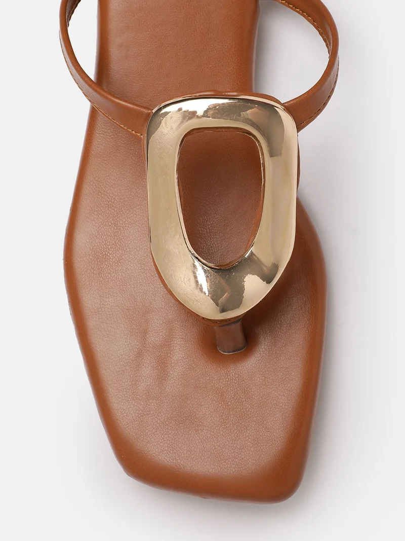 ZORIWORLD  AURA Tan Open Toe Daily Wear Casual Flats for Women - Cushioned Comfort for Women | Best Price UAE