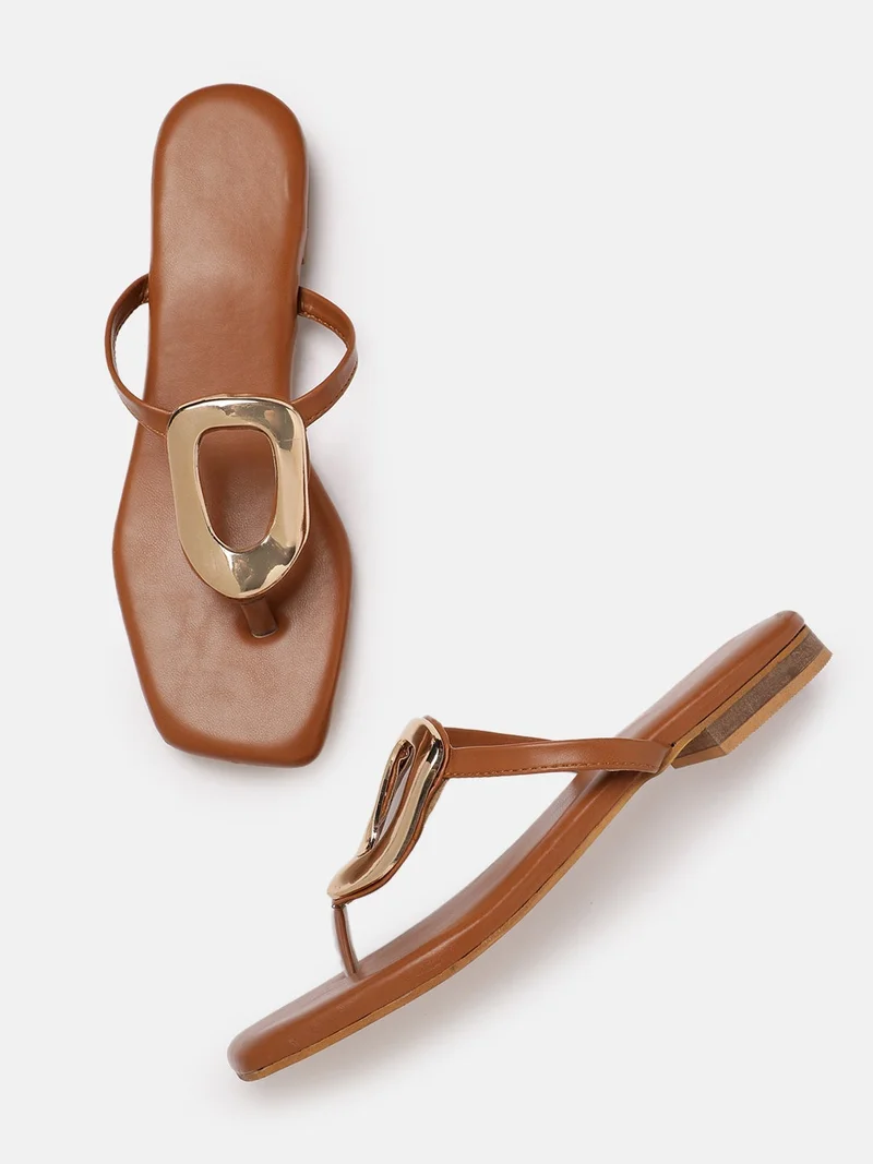 ZORIWORLD  AURA Tan Open Toe Daily Wear Casual Flats for Women - Cushioned Comfort for Women | Best Price UAE