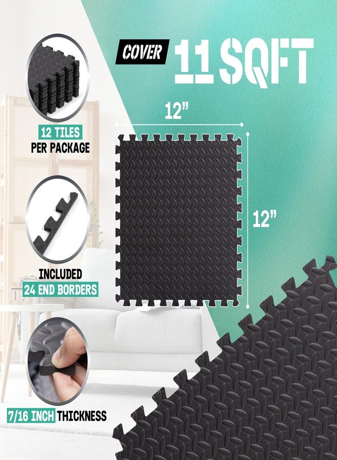 Yes4All Interlocking Exercise Mat - Black - 12pc V1 + Resistance Loop Bands - Image 2