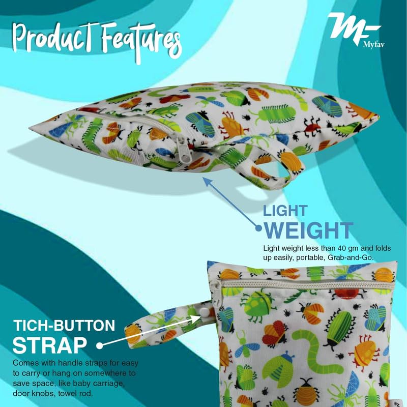 Myfav MY FAV Wet Dry Travel Laundry Bag Pack of 2| Water-Resistant Wet & Dry Pouch | Zipper Bag for Dirty Clothes; Bathing Suits; Gym Wear; Workout; Swimming & Travel Storage - Image 5