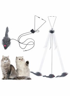 Cat Toy Rope Mouse Play Supplies, Self-Excited Hanging Door Cat Toy Retractable Cat Toy Rope Mouse for Indoor Cats Kitten Play Chase Exercise, Kitten Fun Mental Physical Exercise Puzzle Kitten Toys