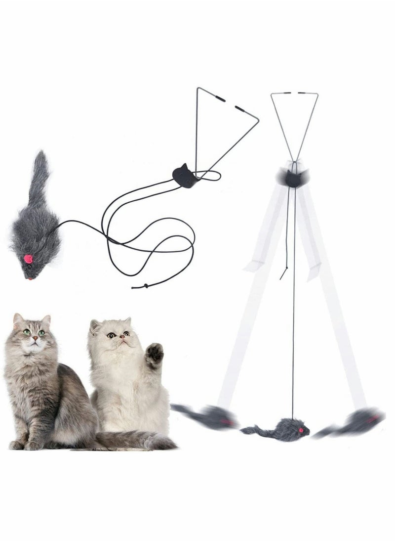 Excefore - Cat Toy Rope Mouse Play Supplies, Self-Excited Hanging Door Cat Toy Retractable Cat Toy Rope Mouse for Indoor Cats Kitten Play Chase Exercise, Kitten Fun Mental Physical Exercise Puzzle Kitten Toys - Image 1