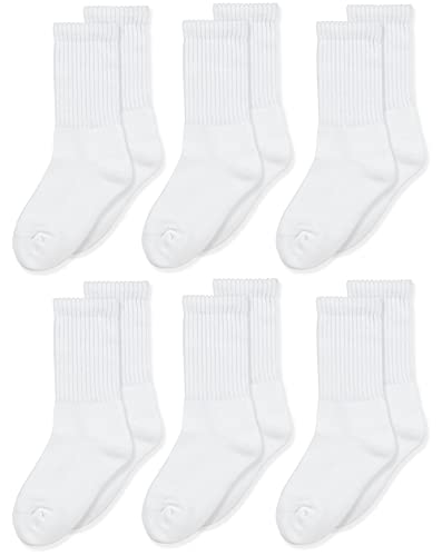 Jefferies Socks Big Boys' Seamless Toe Athletic Crew Socks, 6-pack White, 5-6 1/2(Toddler)(Shoe size 3-7) - Image 1