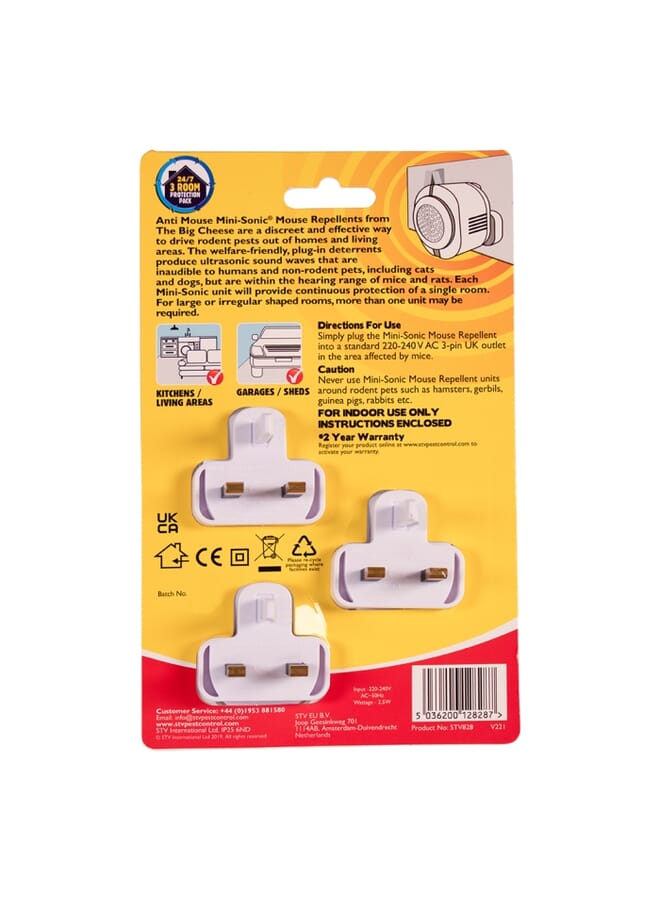 STV STV  Mini-Sonic Mouse Repellent - 3-Pack  - Image 4
