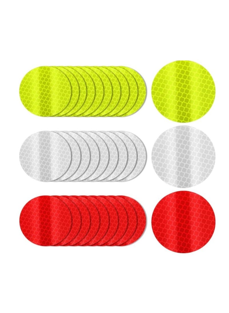 SUNSAR 30Pcs Warning Reflective Stickers - 3 Colors Safety Reflective Sticker Waterproof Reflector Sticker Reflective Tape Sticker for Vehicle, Bicycles, Motorcycles, Clothing - Image 1