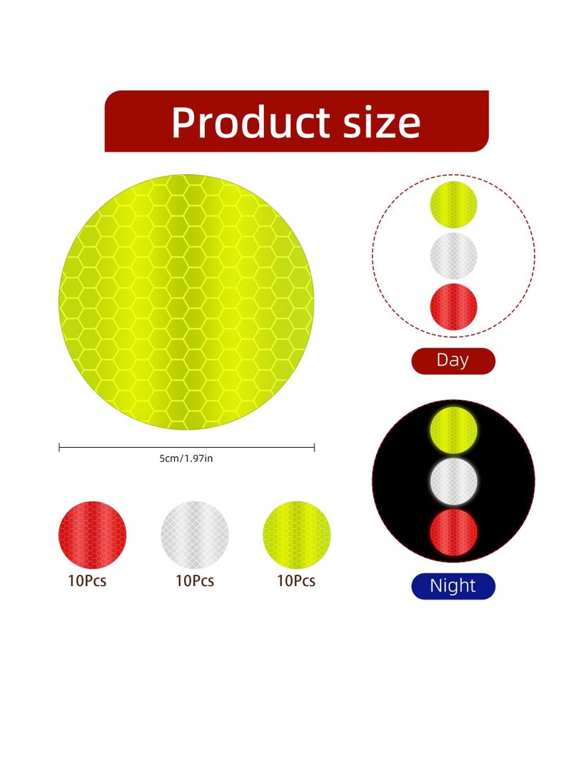 SUNSAR 30Pcs Warning Reflective Stickers - 3 Colors Safety Reflective Sticker Waterproof Reflector Sticker Reflective Tape Sticker for Vehicle, Bicycles, Motorcycles, Clothing - Image 2