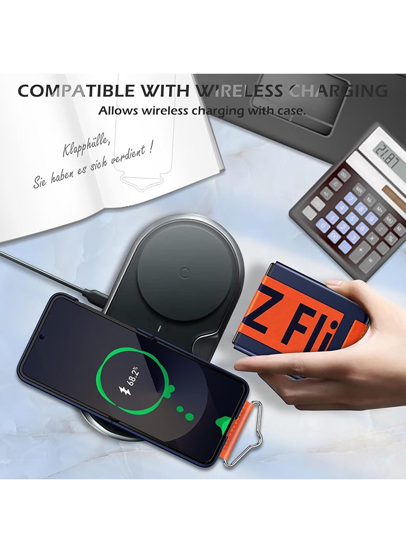 Theodor Samsung Galaxy Z Flip 6 Silicone Strap Cover, Protective Phone Case with Finger Grip, Matte Finish, Soft Surface, Navy Blue - Image 3