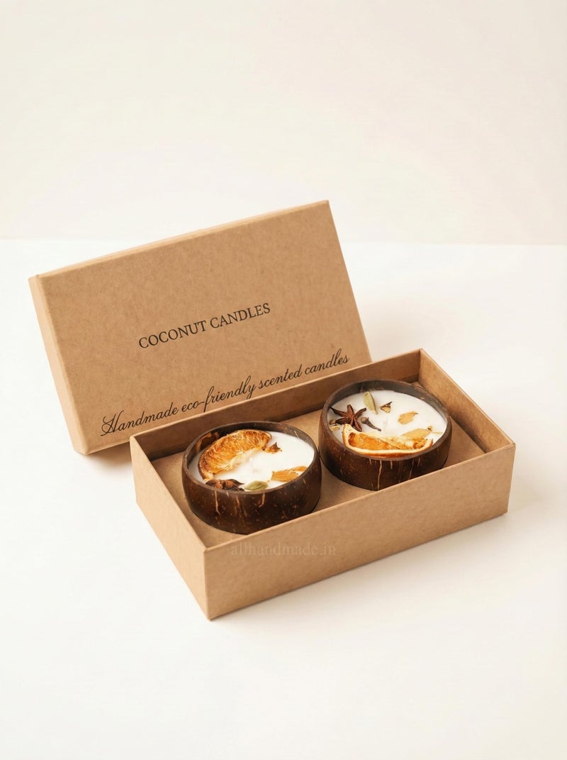 SINCE 7 STORE Coconut Shell Scented Candles | Sustainable Eco Friendly Soy Wax Candle Set | Handcrafted Natural Aroma Candles for Home Décor & Gifting | Reusable Coconut Bowl | Vegan & Zero Waste Gift Idea - Image 1