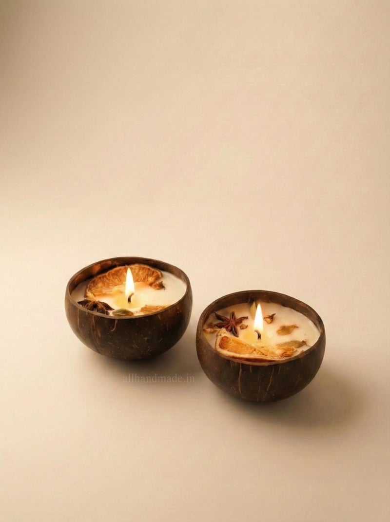 SINCE 7 STORE Coconut Shell Scented Candles | Sustainable Eco Friendly Soy Wax Candle Set | Handcrafted Natural Aroma Candles for Home Décor & Gifting | Reusable Coconut Bowl | Vegan & Zero Waste Gift Idea - Image 3