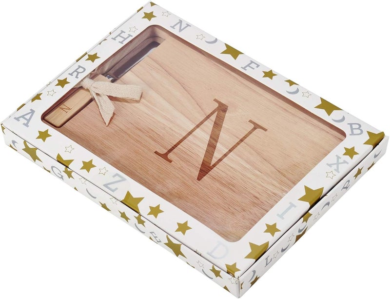 Miicol Wood Charcuterie Board, Monogram Cheese Board 10 Inch, Personalized Initial Cutting Board with Spreader, Unique Housewarming Gift, Ideal for Kitchen, Home, Letter N - Image 5