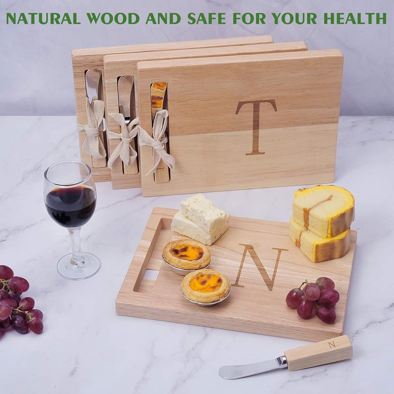 Miicol Wood Charcuterie Board, Monogram Cheese Board 10 Inch, Personalized Initial Cutting Board with Spreader, Unique Housewarming Gift, Ideal for Kitchen, Home, Letter N - Image 3
