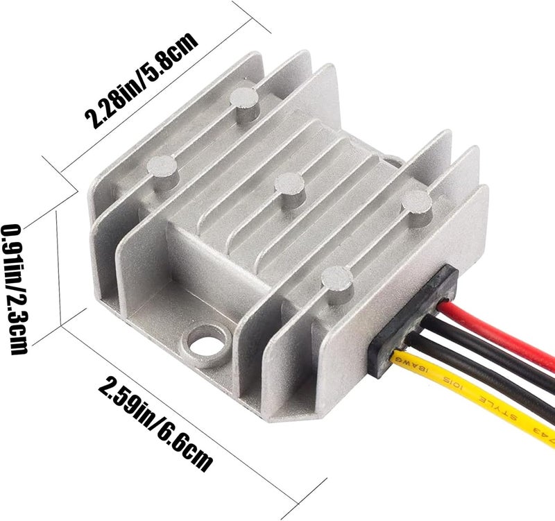 MGGi محول ومنظم جهد من نوع DC/DC لتخفيض الجهد من 12V/24V إلى 5V بقدرة 5A وطاقة 25W، مكون إمداد الطاقة، محول نوع “باك”، مصنوع من الألومنيوم، يُستخدم في عربات الجولف، الرافعات، السيارات. - Image 4