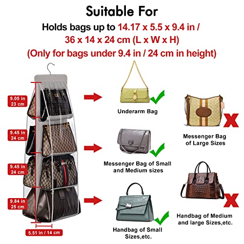 Lirex Handbag Hanging Organizer, 8 Pocket Purse Storage Hanger Oxford Cloth Closet for Family Closet Bedroom, Foldable and Universal Fit (Black) - Image 2