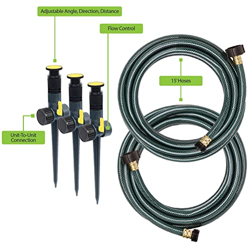 Melnor 65191AMZ Adjustable Spike Set Sprinkler Bundle, Green, Yellow - Image 3