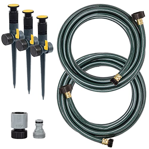 Melnor 65191AMZ Adjustable Spike Set Sprinkler Bundle, Green, Yellow - Image 1
