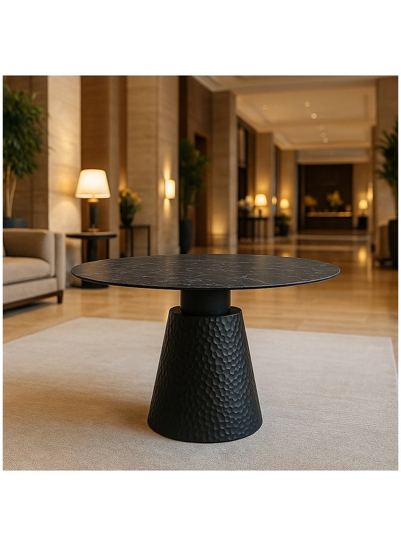 ماركة غير محددة طاولة مستديرة بتصميم عصري – تشطيب أسود محبب | قطعة مركزية فاخرة  - Image 2
