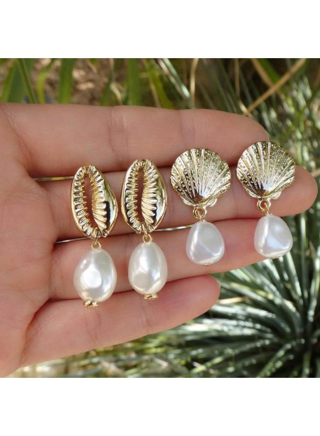 Jewelry Fashion Simple Temperament Joker Pearl Shell Earrings Earrings 