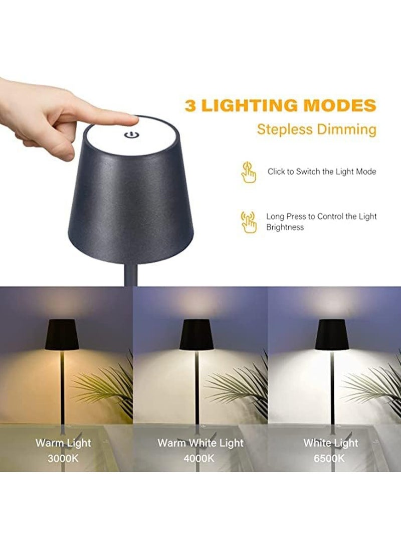 Table Lamp Rechargeable Touch Control LED Cordless Bedside Lamp Brightness Adjustable IP54 Waterproof Desk Lamp
