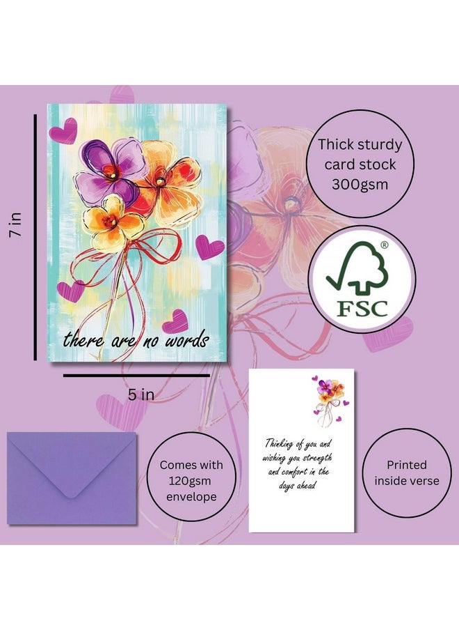 LimaLima LimaLima Sympathy Card There Are No Words Condolences Miscarriage Deceased 5 x 7 With Inside Verse Thinking About You  - Image 3