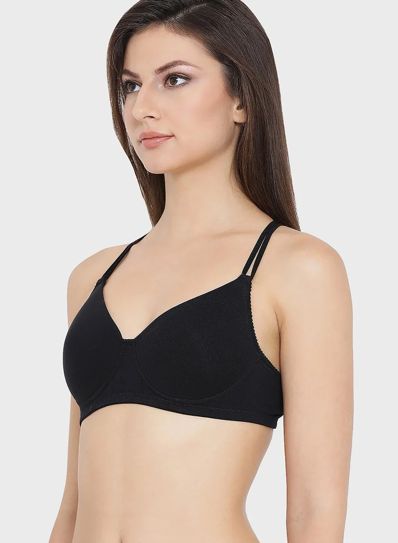 Clovia Cotton Padded Non-Wired T-Shirt Crossback Bra