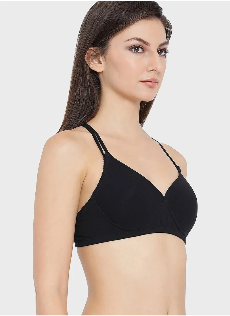 Clovia Cotton Padded Non-Wired T-Shirt Crossback Bra